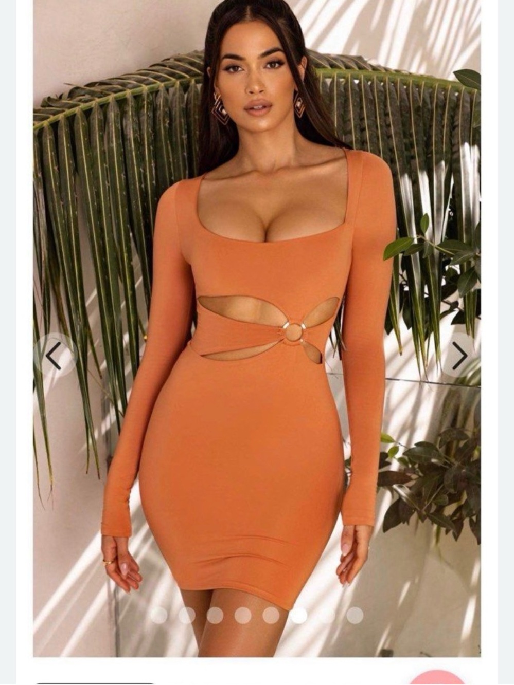 Oh Polly Cutout Bodycon Mini Dress in Burnt Orange